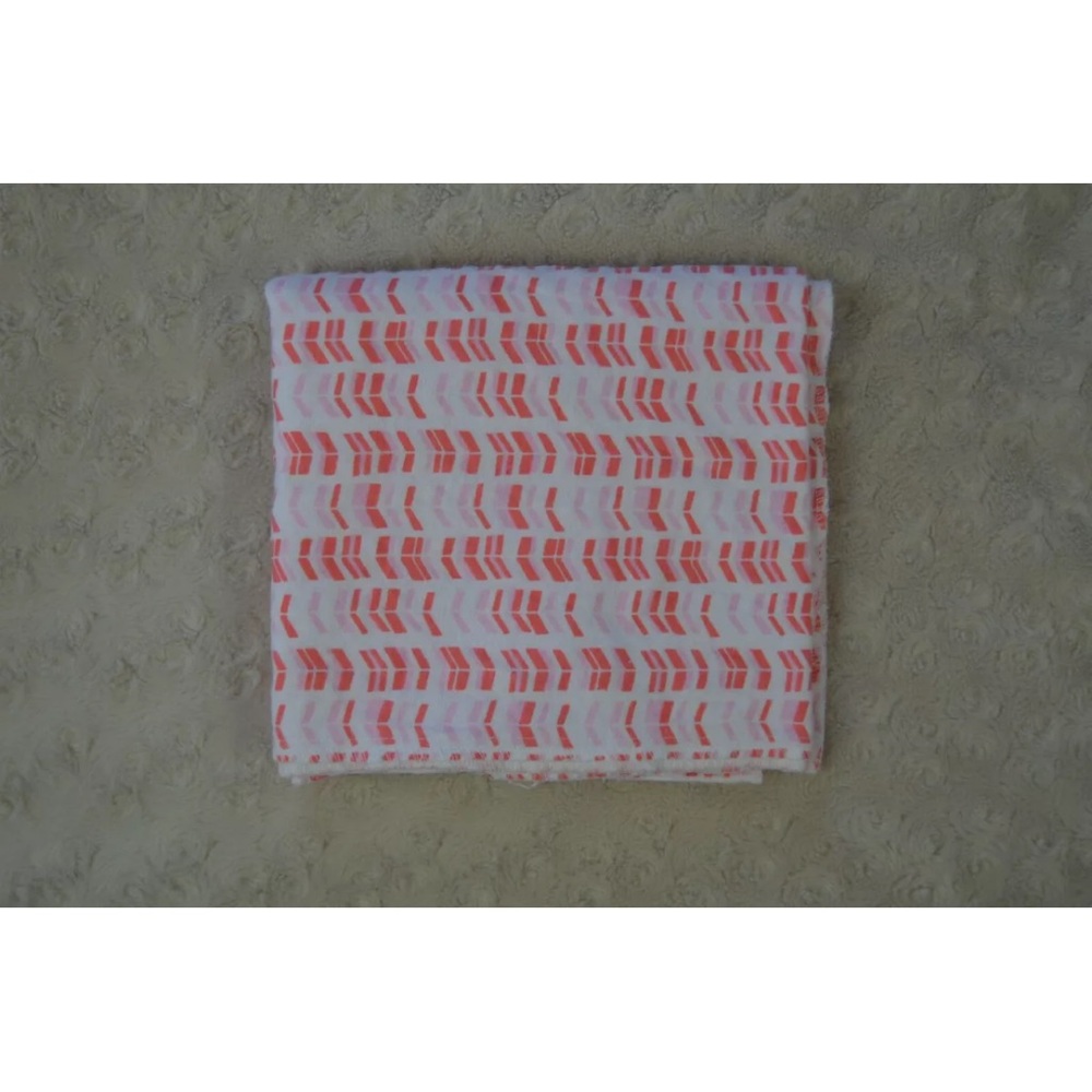 Parent's Choice Orange Pink White Chevron Baby Receiving Blanket Flannel Cotton